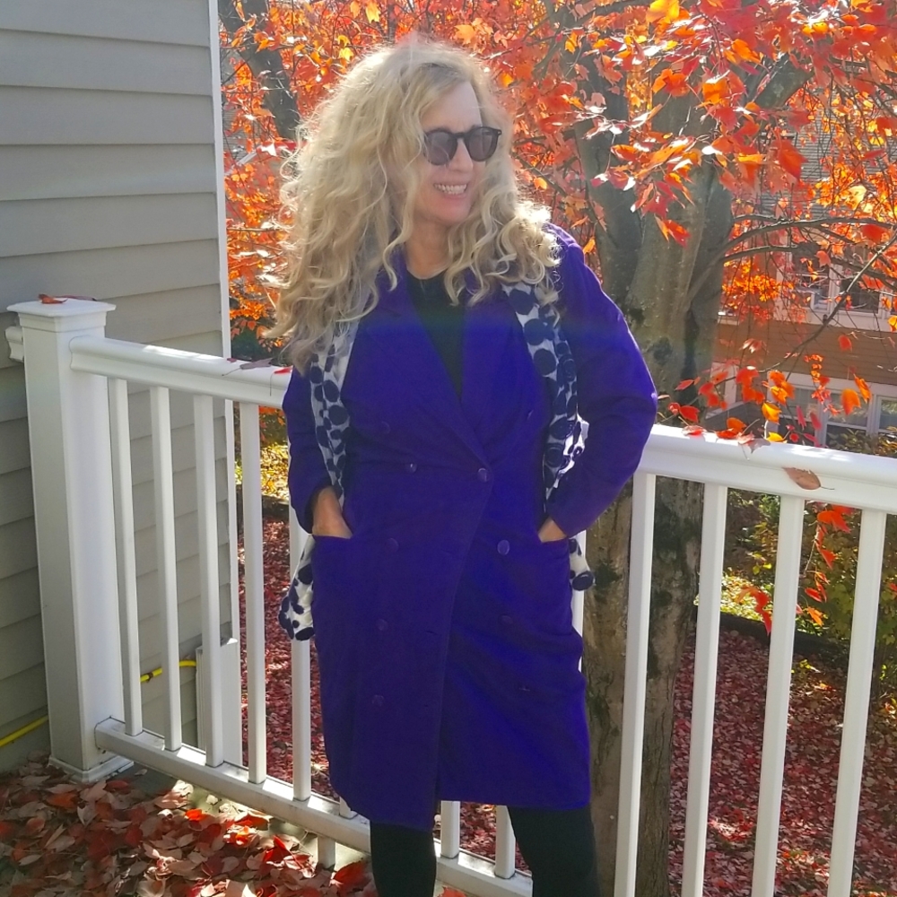 Vintage Vakko Coat, Purple Suede, Size 8, $75
